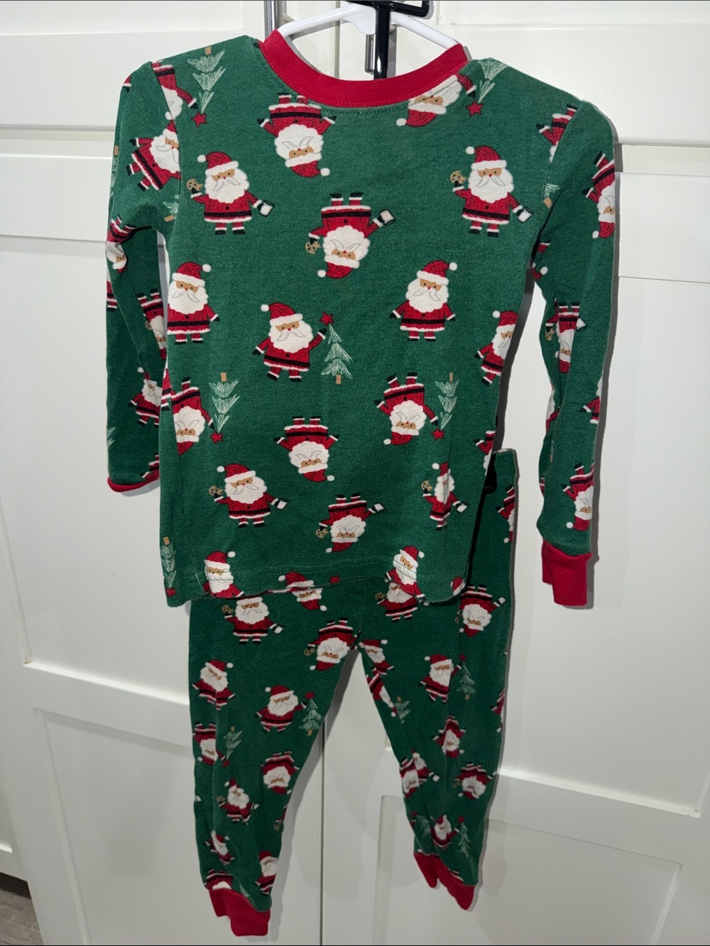 Carters Kids Green Santa Holiday Pajama Set